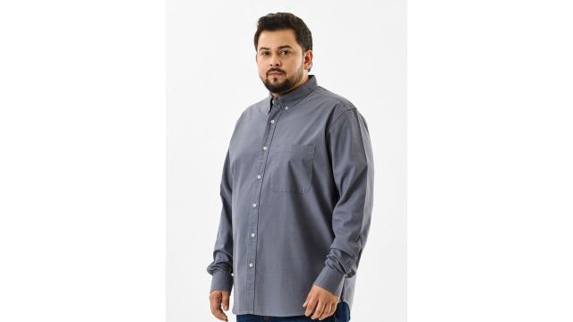 grey plus-size formal shirt