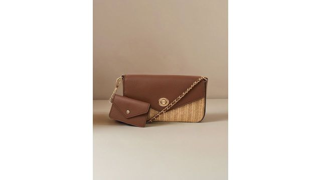 metallic raffia sling bag