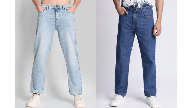 two men’s relaxed-fit jeans