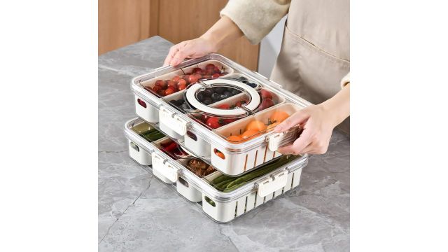Vasukie Divided Fridge Storage Boxes