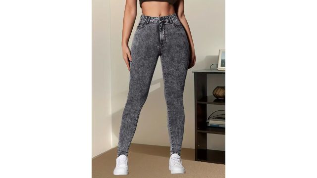 Women's Elegant Skinny Gray Snowflake Jeans