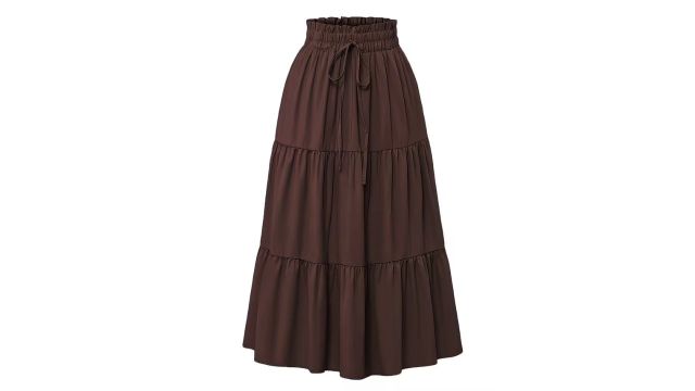 Women’s Olive Green Pleated Midi Skirt