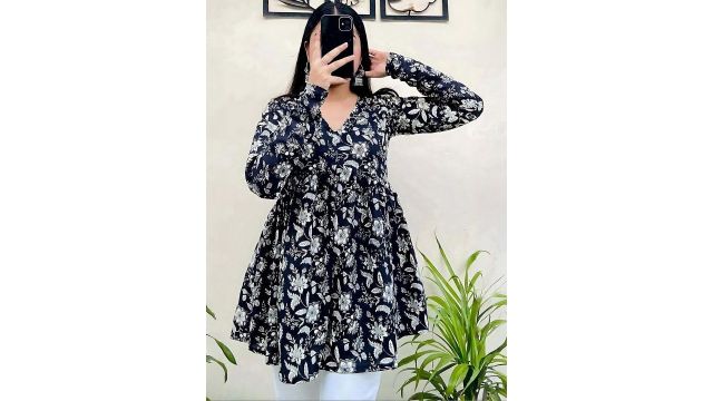 black floral peplum top