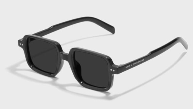 pink frame with black lenses