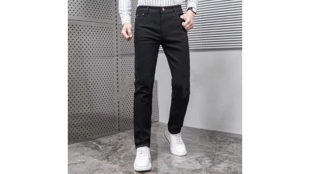 9881# Black Men's Pants High Quality Maong stretchable Skinny Jeans