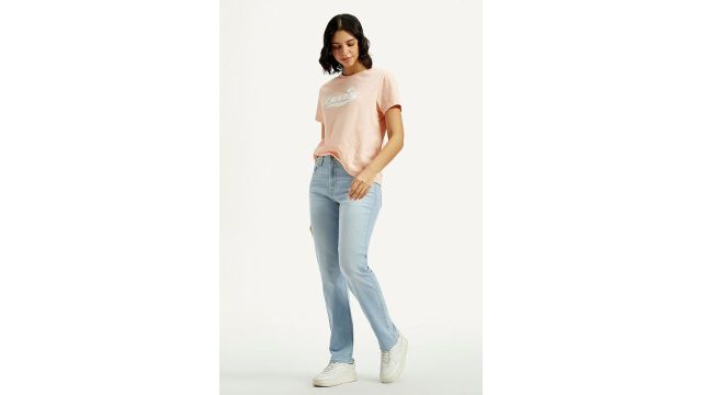 Light Blue Solid Full Length Casual Women Straight Fit Jeans