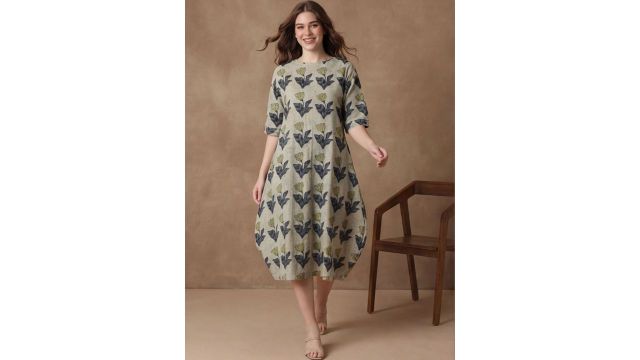 Anouk Floral Printed A-Line Cotton Ethnic Dress 