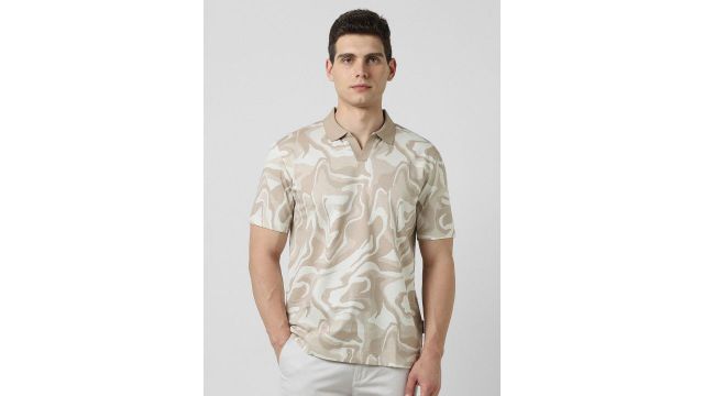 Men Printed Polo Collar T-shirt