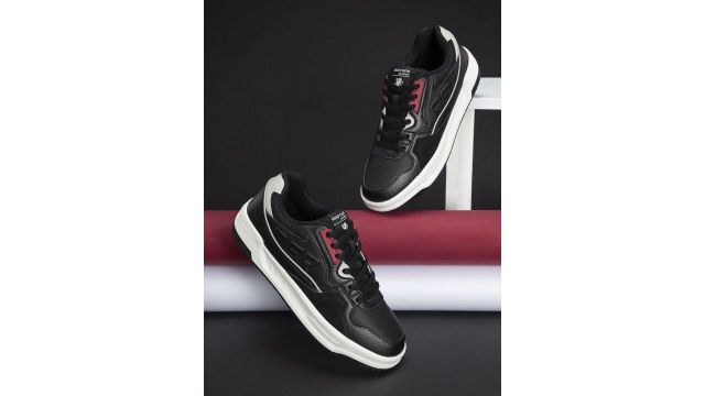 Down Town Dapper Men Colourblocked Contrast Sole Lace-Up Sneakers