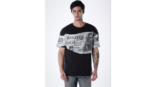 Men Printed Drop-Shoulder Sleeves T-shirt