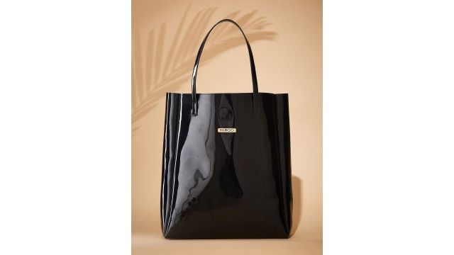 Black Oversized Shoulder Bag With Button Closure