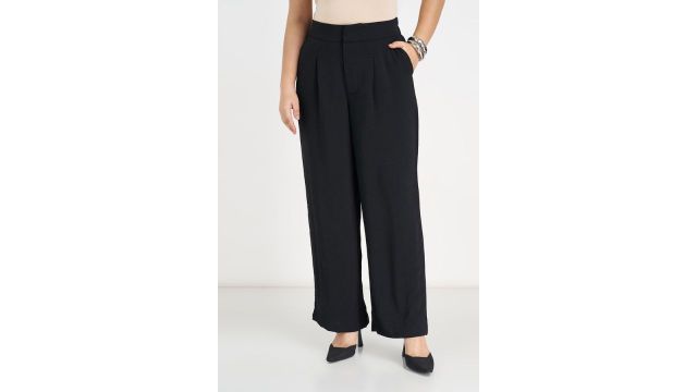 Brown Textured Straight Fit Pleated Trouser