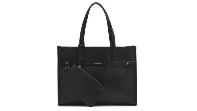 Marcy Black Tote Bag with Pouch