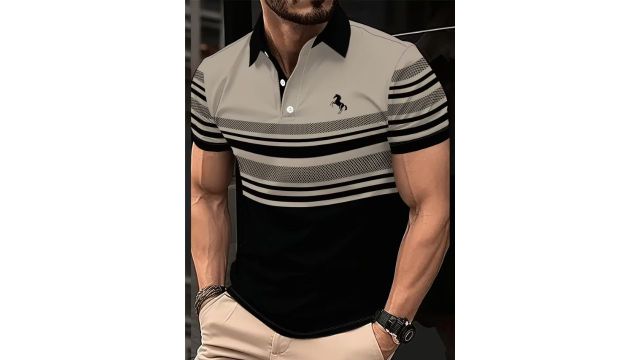 Breathable Stylish Men's Polo Shirt Casual Short Sleeve Top