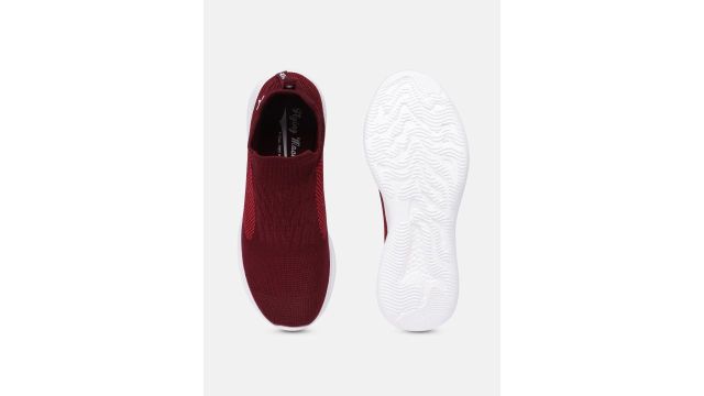 Men Burgundy Solid Lumin Walking Shoes