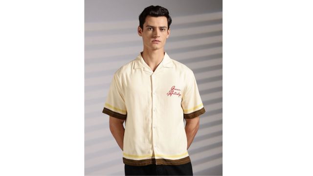 Eszett's white, brown graphic printed shirt 