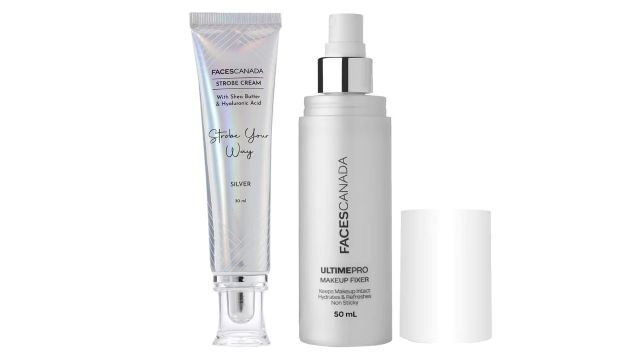 Faces Canada Glow with the Flow Duo Silver Strobe Cream + Makeup Fixer