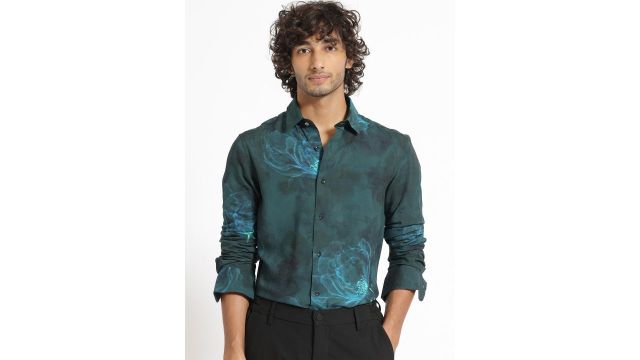 Men Alwick Slim Fit Printed Cotton Shirt