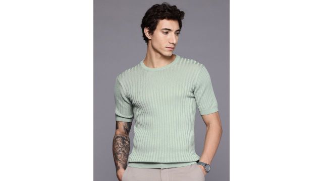 Pure Cotton Ribbed Slim Fit T-shirt