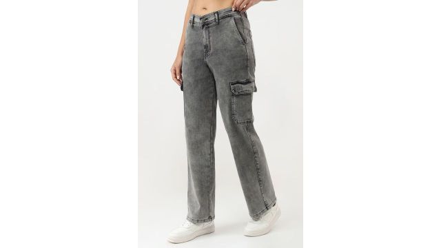 Medium Grey Solid Full Length Casual Women Relaxed Fit Trousers