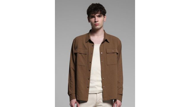 Jack & Jones' brown boxy fit shirt