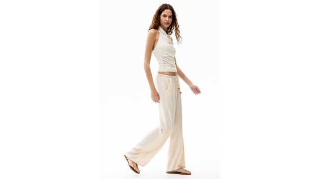 Linen-blend Drawstring Trousers