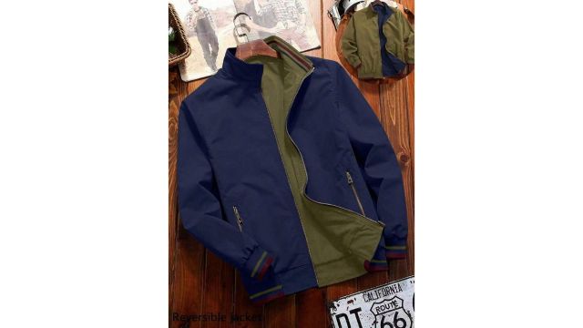 Manfinity Homme Men's Long Sleeve Casual Stand Collar Zip Up Outdoor Windbreaker Jacket