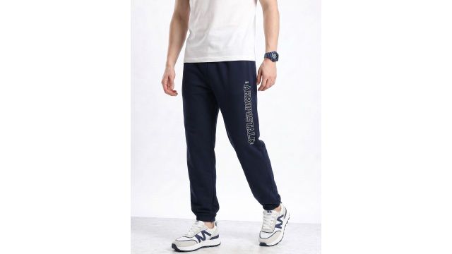 Men Regular Fit Brand Logo Printed Joggers