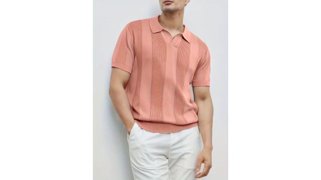 Men'S Plain Short-Sleeve Knitted Top