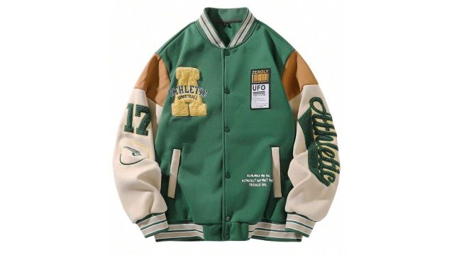 Men's Autumn Winter New Letter Embroidered Baseball Long Sleeve Jacket Coat