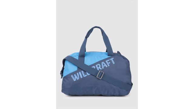 Unisex Brand Logo Print Colourblocked & Houndstooth Textured Gym Duffel Bag