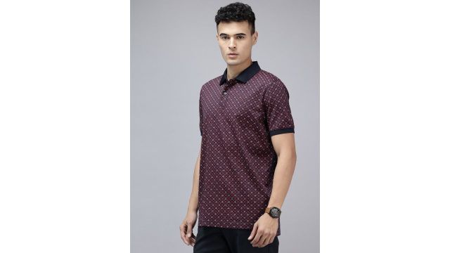 Slim Fit Geometric Printed Pure Cotton T-shirt