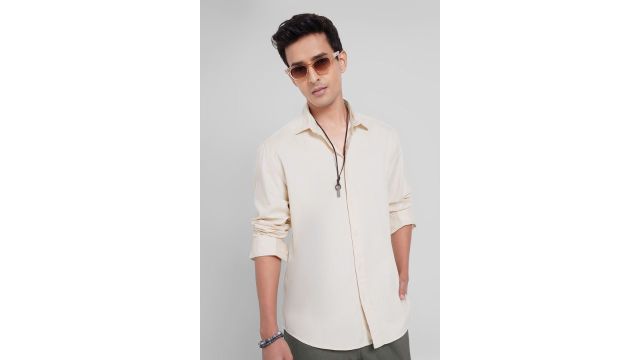 Off-White Solid Oversized Button Up Shirt