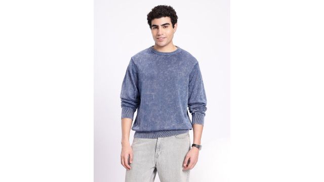 Overdyed Pure Cotton Casual Sweater