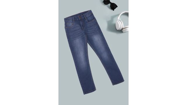 Pantaloons Junior Medium Blue Solid Boys Regular Fit Jeans