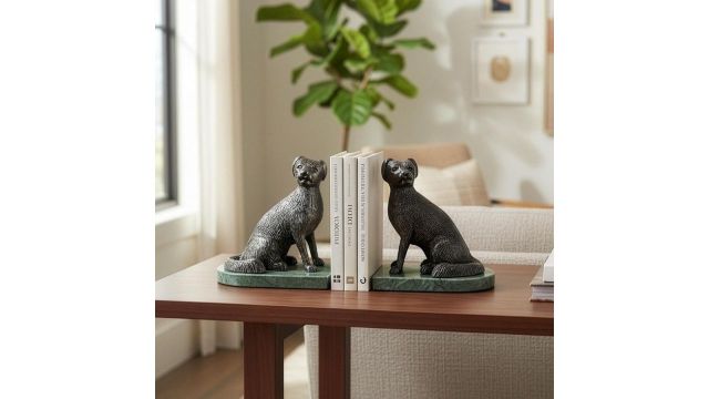 Pawsh Decorative Metal and Green Marble Bookend