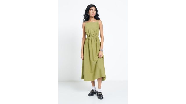 People Olive Strappy Midi Dress