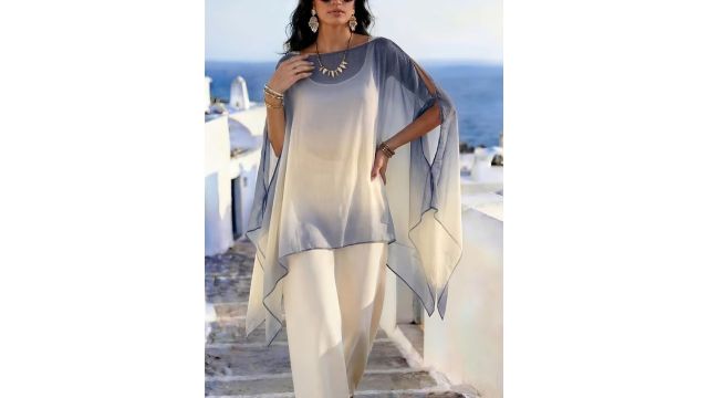 Plus Size Women'S Bohemian Gradient Off-Shoulder Cape Top