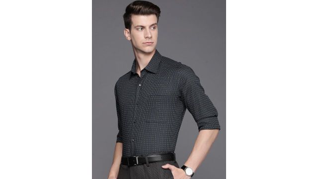 Raymond's black geometric printed shirt