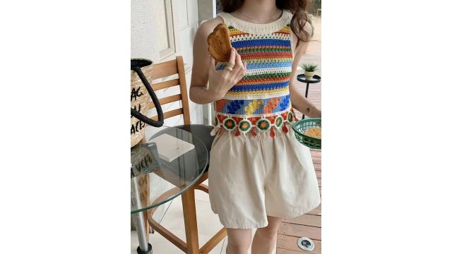 Slim-Fit Cropped Sleeveless Crochet Tank Top