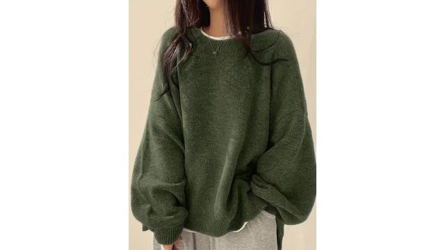 Solid Round Neck Pullover Sweater