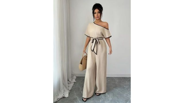 Summer Off-Shoulder Jumpsuit with Wide-Leg Pants