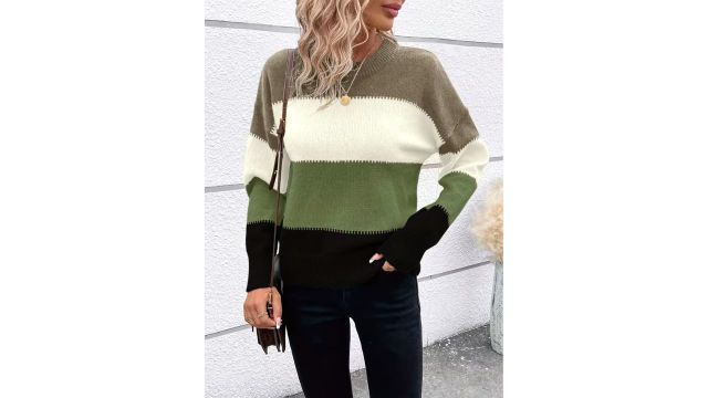 TJ4020 European and American Casual Women's Round Neck Pullover Top