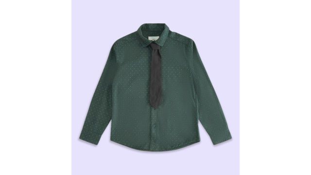 Teal Printed Party Full Sleeves Shirt Collar Boys Regular Fit Shirts