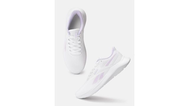 White Women's Running Shoe With Woven Design