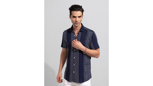 Snitch blue geometric printed shirt
