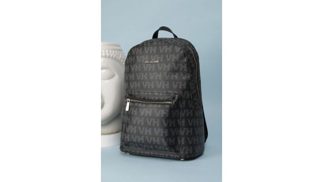 Van Heusen Black Printed Casual Polyurethane Women Backpack