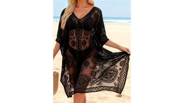 Women's Fashion Bohemian Style Transparent Lace Chiffon Printed Kimono
