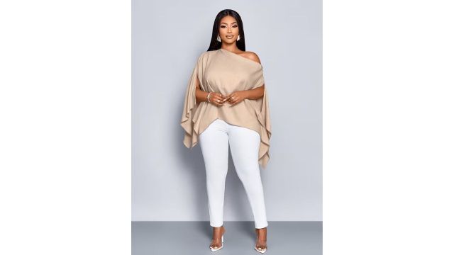 Women's Fashionable and Elegant Cape Sleeve Loose Shawl Shirt