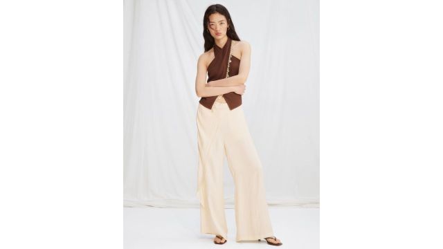 Wrap-detail Satin Trousers